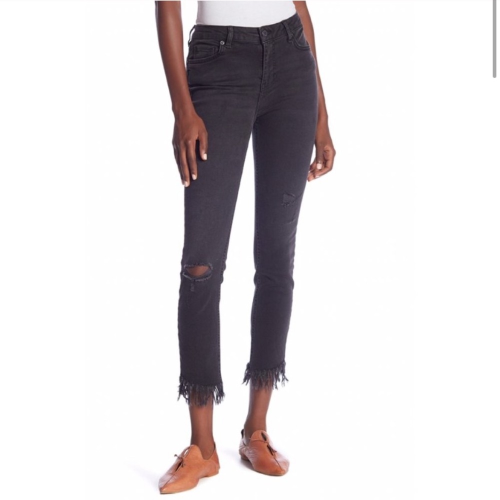 Free People Black Fray Jeans